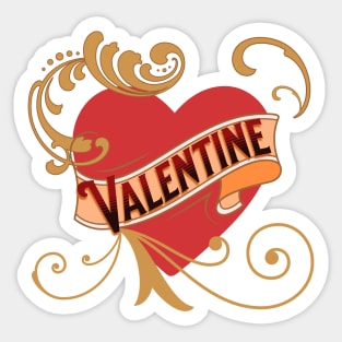 Valentine, Classic Valentine, Valentine Heart, Vintage Valentine Sticker